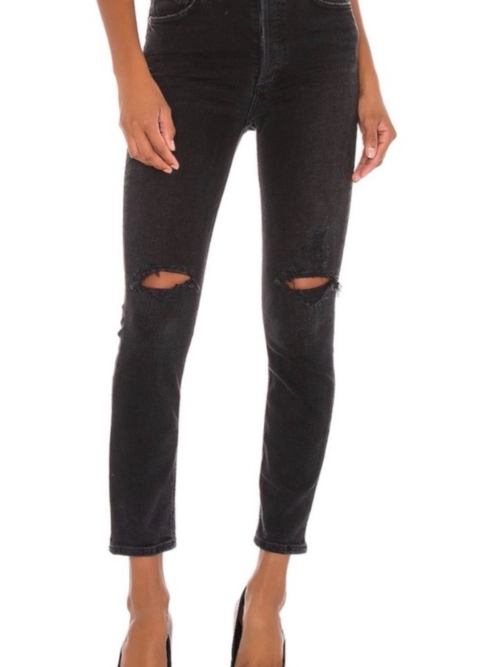 Agolde Black Ripped High-Rise Skinny Jeans